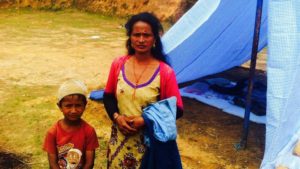 Pooling local resources: tents handed out to locally displaced families