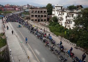 Fuel shortage - vehicles lining up at the gas pump for days (picture) - means locals can't get to town easily or cheaply