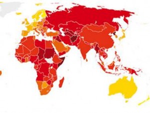 Map of corrupt countries: Nepal in the red