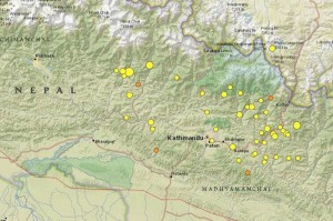 Cascade of aftershocks: size of bullet varies with strength of tremor